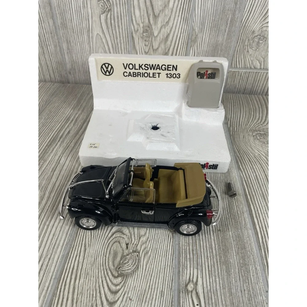 Polistil Volkswagen Cabriolet 1303 Diecast Model Car Black 1/25 Scale Vintage